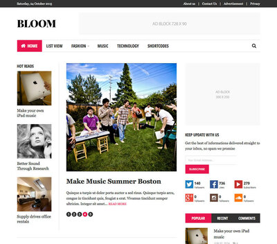 Basis website met Webdesign voorbeeld thema Bloom